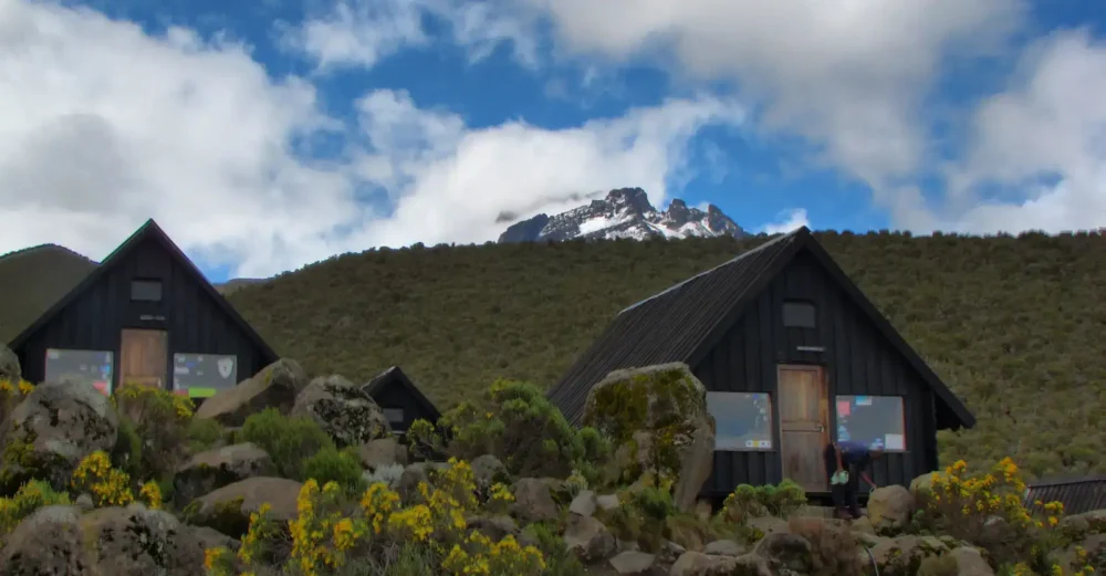 Hut accommodation on the Marangu Route — dormitory-style sleeping quarters at Horombo Huts, Kilimanjaro